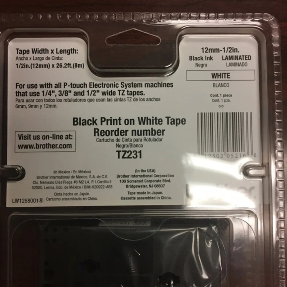 TZ Tape Brother P Touch 1/2' width Set of…
